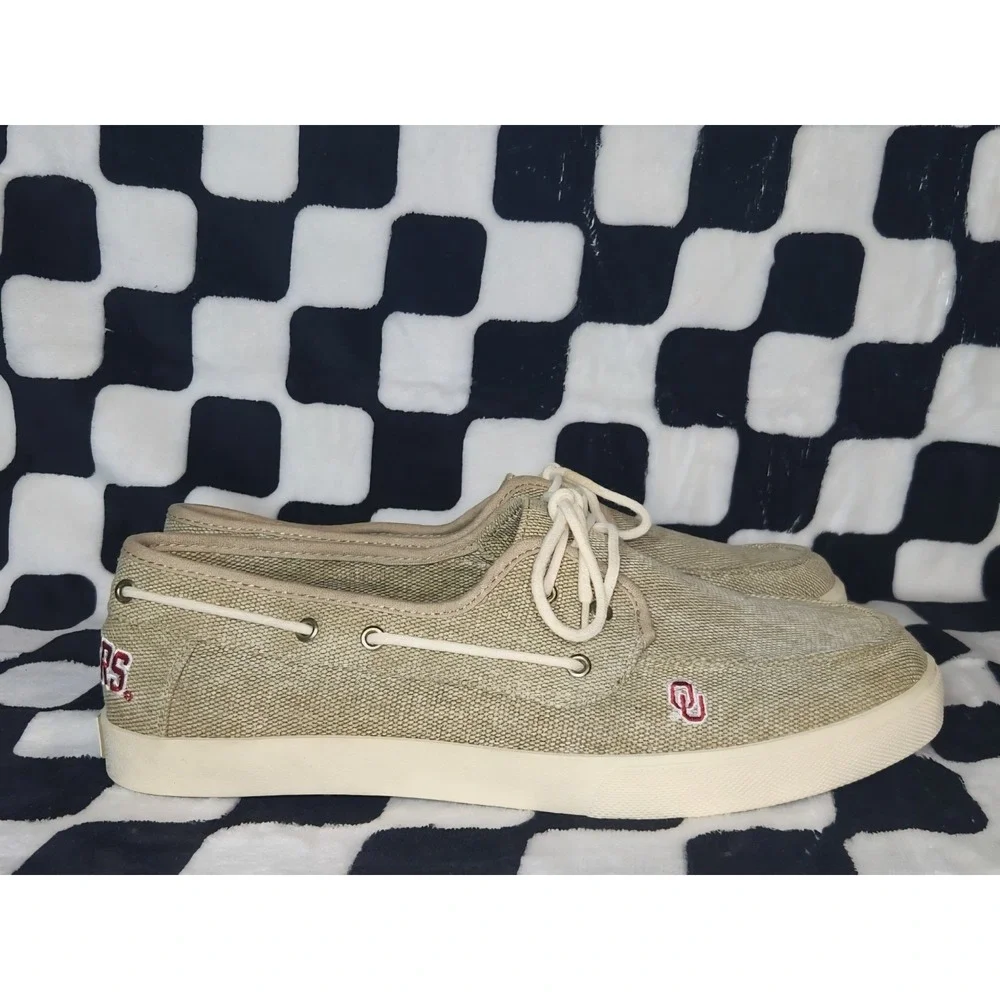 Oklahoma Sooners Captain Khaki Boat Shoes Men Size 11